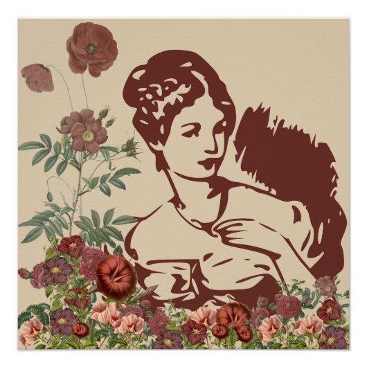Vintage Bloemige Vrouw Perfect Poster (Voorkant)