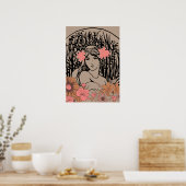 Vintage Bloemige Vrouw Poster (Keuken)