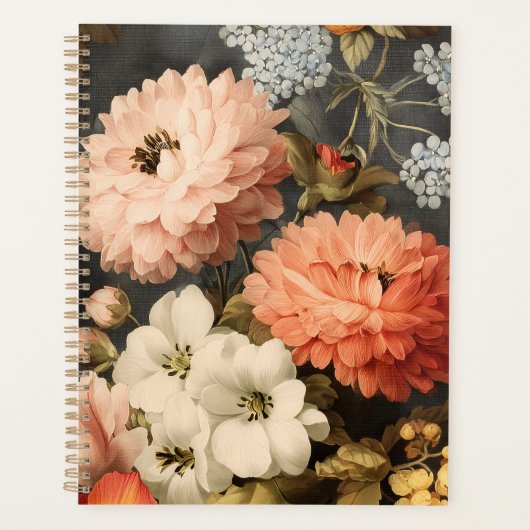 Vintage bloemillustratie met gemengde bloesems planner (Voorkant)