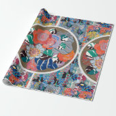 Vintage bloemkunst cadeaupapier (Uitgerold)