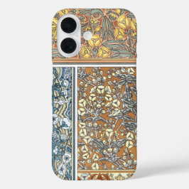 Vintage bloemmotief Art Nouveau, Pijlkruid bloemen iPhone 16 Hoesje