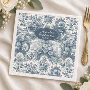 Vintage bloemmotief Blauwe toile de jouy bruiloft Servet