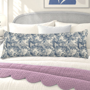 Vintage bloemmotief Blauwe toile de jouy  Lichaamskussen