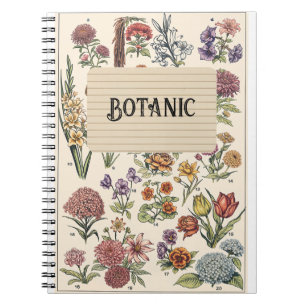 Vintage bloemmotief botanische kunst spiraal noteb notitieboek