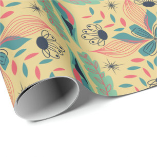 vintage bloemmotief en geometrisch patroon in turk cadeaupapier