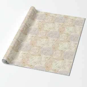 Vintage bloemmotief met gezichtslijnpatroon (1) cadeaupapier