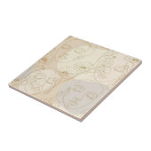 Vintage bloemmotief met gezichtslijnpatroon (1) tegeltje (Zijkant)