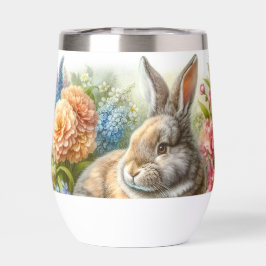 Vintage bloemmotief met konijn 