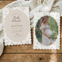 Vintage bloemmotief neutrale lichtbruine baby show