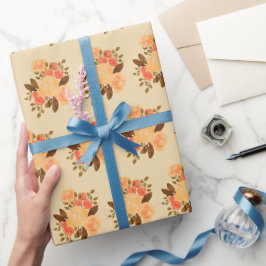Vintage bloemmotief pastel waterverftekening cadeaupapier