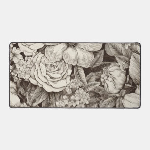 Vintage Bloemmotief Sepia Patroon Bureaumat