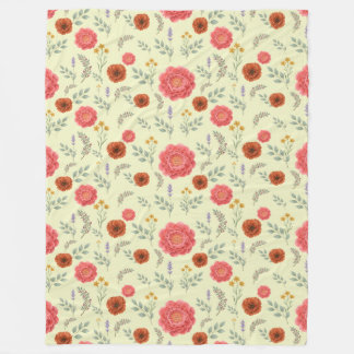 Vintage bloemmotief wildbloem dekentje, 150 cm x 2 fleece deken