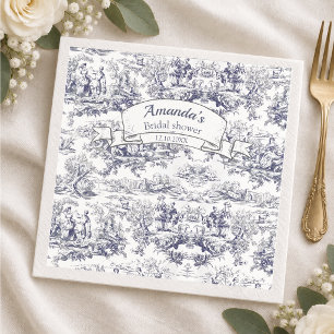 Vintage bloemmotief zwart toile de jouy Bruidsdouc Servet