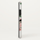 Vintage bloemmotief Zwarte lippenstift Kus Case-Mate iPhone Case (Achterkant/rechts)