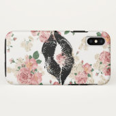 Vintage bloemmotief Zwarte lippenstift Kus Case-Mate iPhone Case (Achterkant (horizontaal))