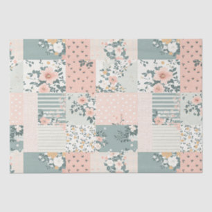 Vintage bloempatcheworkpatroon - Pastel Tissuepapier