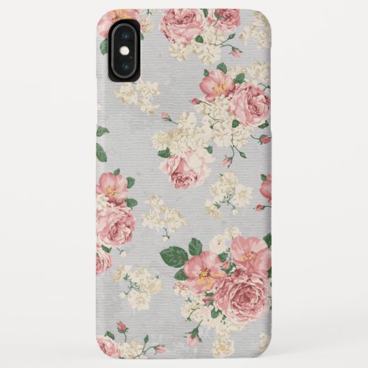 Vintage bloempatroon grijze textuur Case-Mate iPhone case (Achterkant)