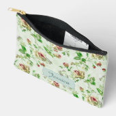 Vintage bloempatroon roze rozen gepersonaliseerd etui (Open)