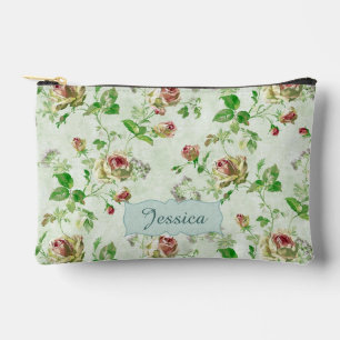 Vintage bloempatroon roze rozen gepersonaliseerd etui