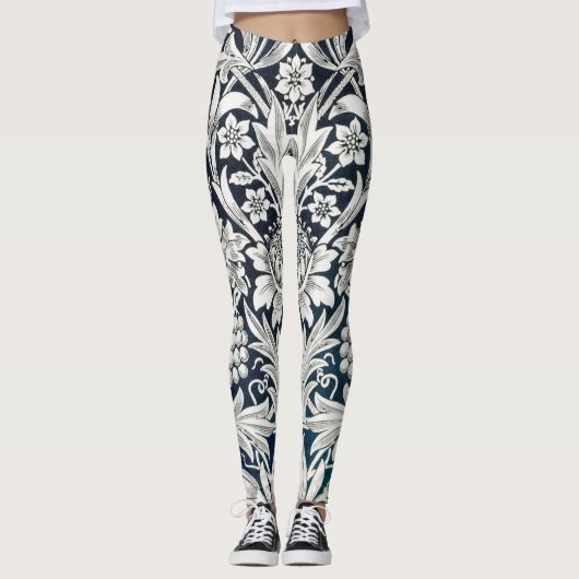 Vintage bloempatroon, William Morris Leggings (Voorkant)