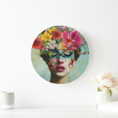 Vintage bloemportret grote klok (Huis)