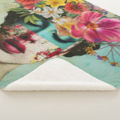 Vintage bloemportret sherpa deken (3/4)