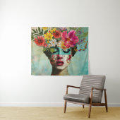 Vintage bloemportret wandkleed (In Situ (horizontaal))
