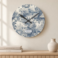 Vintage bloemrijke chic Blauwe toile de jouy monog