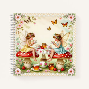 Vintage bloemrijke feeën picknicktuin notitieboek