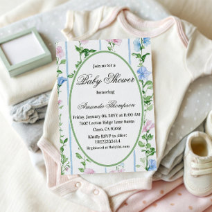 Vintage Bloemrijke Grandmillennial Baby Shower Kaart