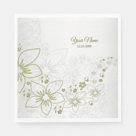 Vintage Bloemrijke Groene Elegante Trouwfeest  Servet