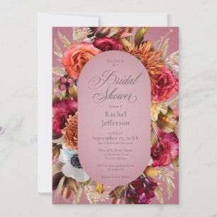 Vintage bloemrijke juweelroze boho bloemen kaart