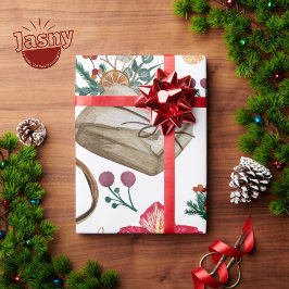 Vintage Bloemrijke Kerst Comfort Vakantieseizoen Cadeaupapier
