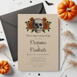 Vintage Bloemrijke Schedel Kostuums & Cocktail Hal Kaart