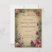 Vintage Bloemrijke Sieraad Romantisch Save The Date (Voorkant)