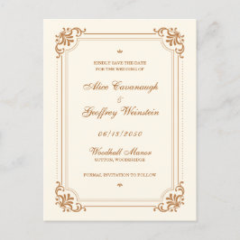 Vintage Bloemrijke Trouwkaart 'Save the Date' Aankondigingskaart