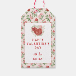 Vintage bloemrozen Gelukkige Valentijnsdag Labels Cadeaulabel