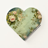 Vintage bloemrozen groen decoupage notitieboek (Achterkant)