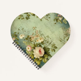 Vintage bloemrozen groen decoupage notitieboek