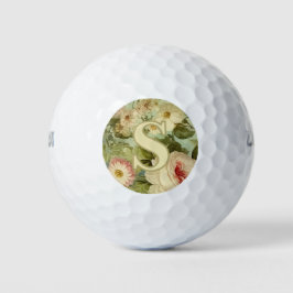 Vintage bloemrozen groen golfballen