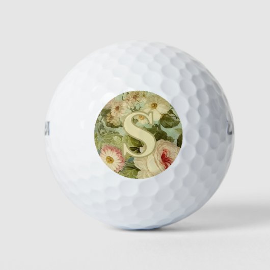 Vintage bloemrozen groen golfballen (Voorkant)