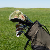 Vintage bloemrozen groen golfheadcover (Insitu)