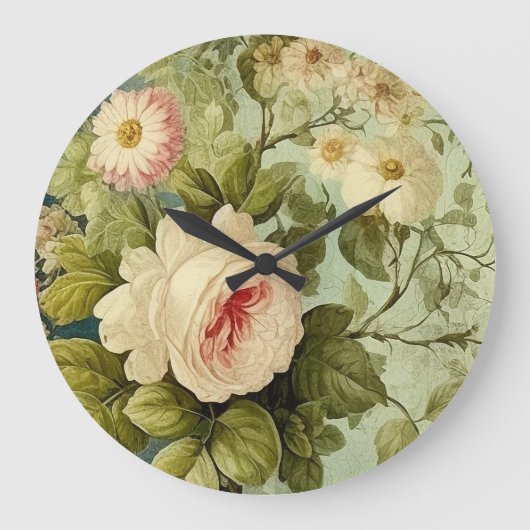 Vintage bloemrozen groen grote klok (Voorkant)
