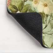 Vintage bloemrozen groen muismat (Hoek)