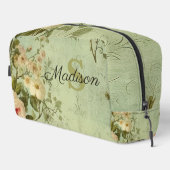 Vintage bloemrozen groen toilettasje (Rechterhoek)