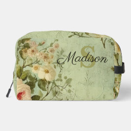 Vintage bloemrozen groen toilettasje