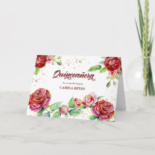 Vintage bloemrozen Rood Roze Goud Quinceanera