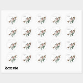 Vintage bloemrozenmonogram ronde sticker (Vel)