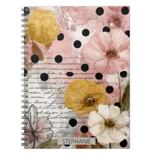Vintage bloemschildering in waterverf met schrift notitieboek