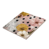 Vintage bloemschildering met waterscript en polka tegeltje (Zijkant)
